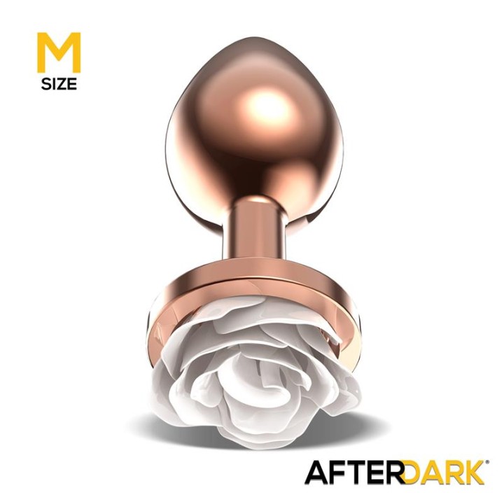 AFTERDARK: White Rose Anal Plug M, korek analny, metal