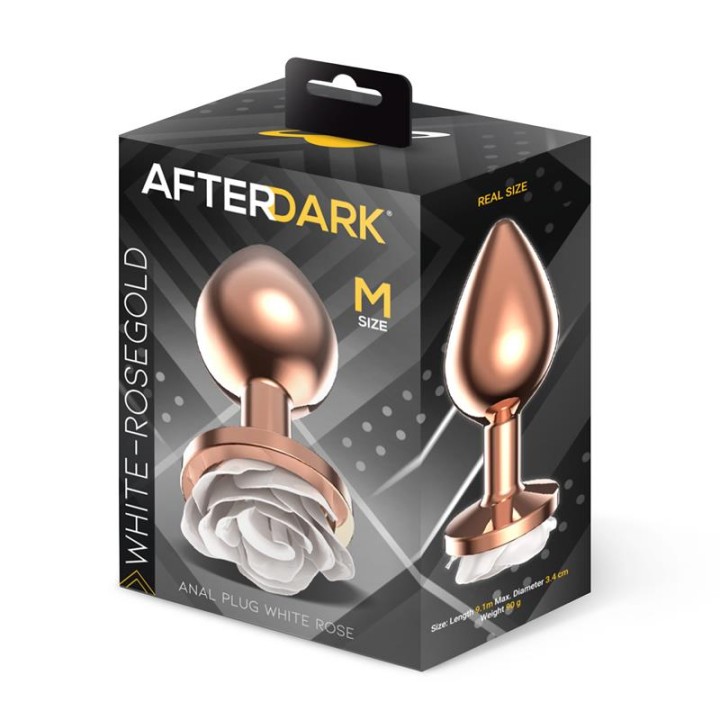 AFTERDARK: White Rose Anal Plug M, korek analny, metal
