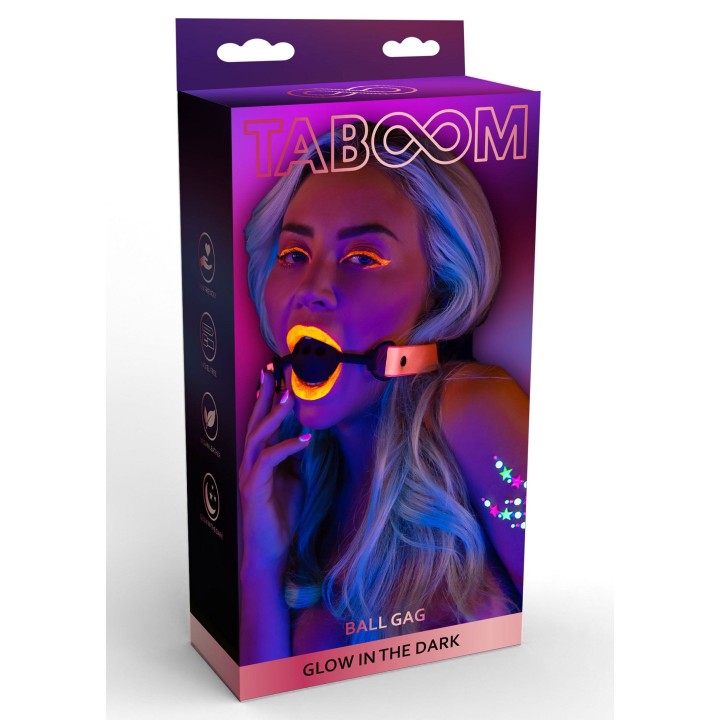 knebel BDSM Ball Gag — efekt świecenia w ciemności | Taboom