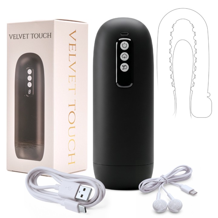 Velvet Touch • masturbator wibrujący ssaniem czarny
