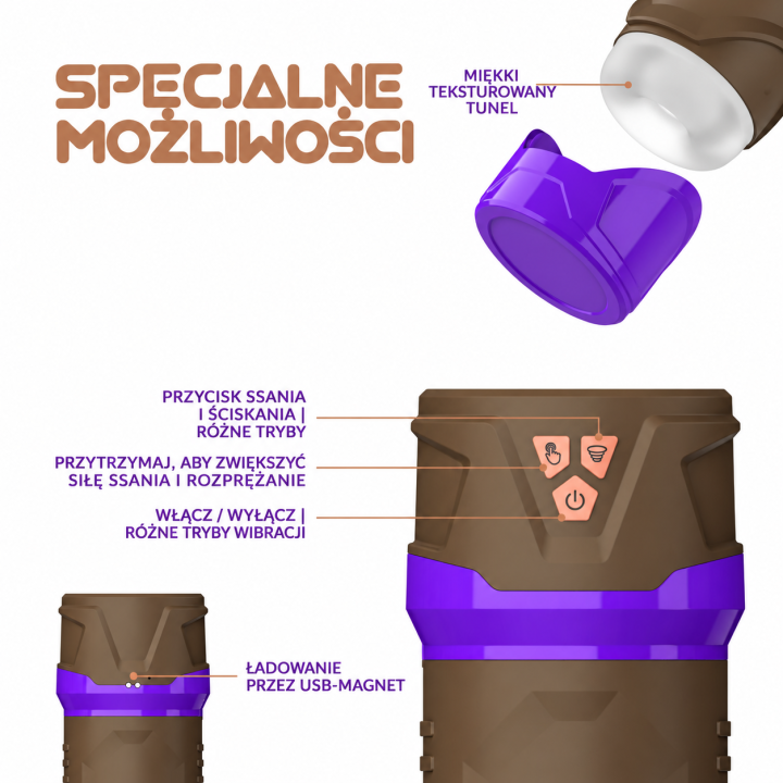 MISTY MISTRZYNI PARY INTERAKTYWNY MASTURBATOR SSĄCO-WIBRUJĄCY Z AR - MASTURS
