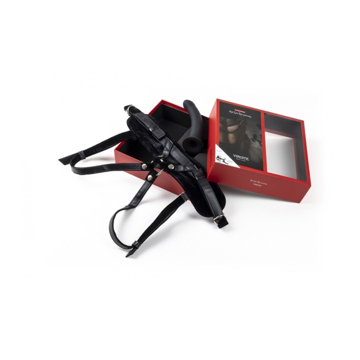 HARNESS WITH BLACK DILDO SIZE L
