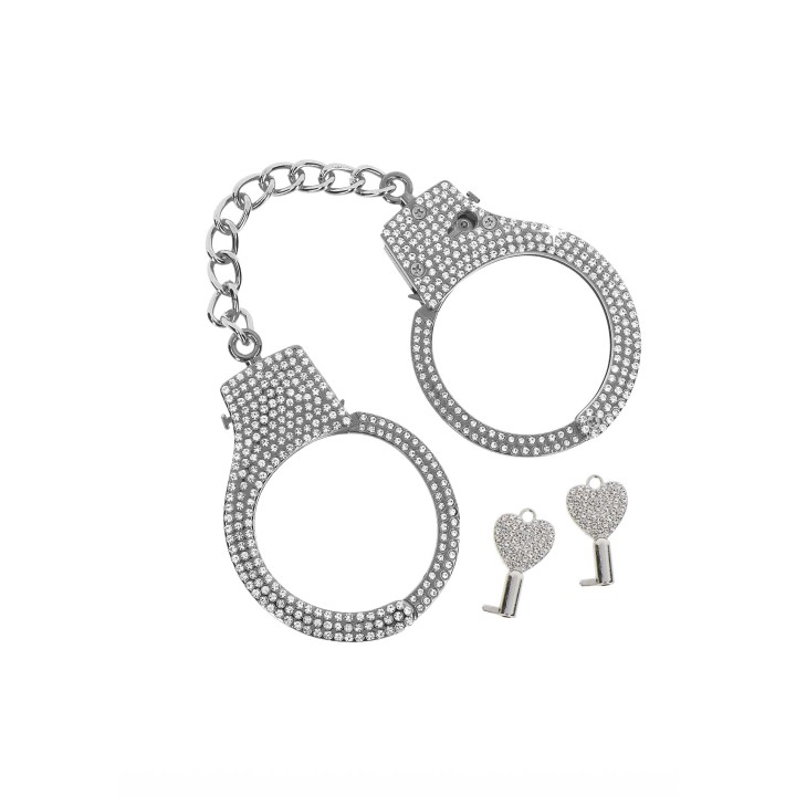 Taboom Bondage Essentials Diamond Wrist Cuffs Silver
