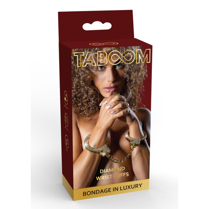 Taboom Bondage in Luxury Diamond Wrist Cuffs Gold