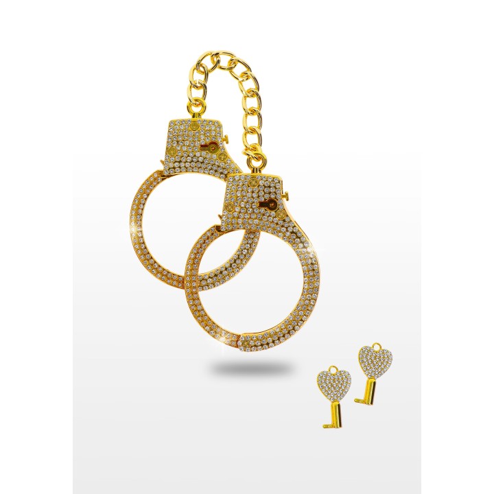 Taboom Bondage in Luxury Diamond Wrist Cuffs Gold