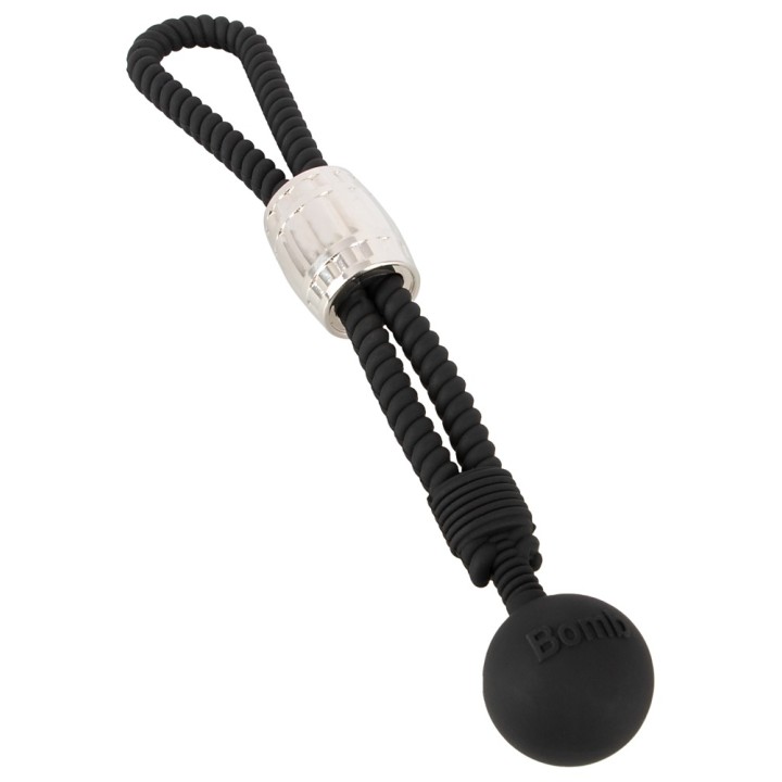 Rebel: Heavy Rope Cock w Ball — czarny, strap na penisa i jądra