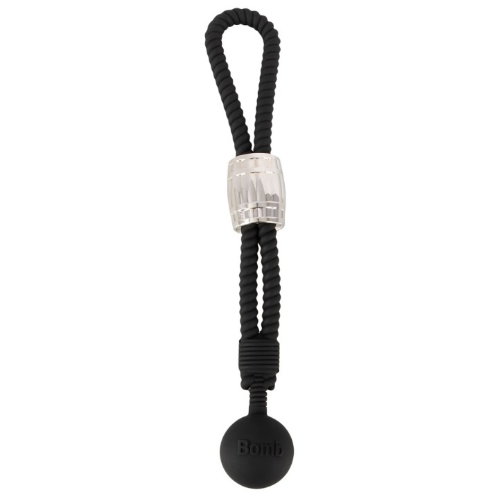 Rebel: Heavy Rope Cock w Ball — czarny, strap na penisa i jądra