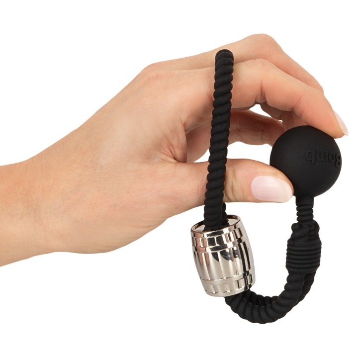 Rebel: Heavy Rope Cock w Ball — czarny, strap na penisa i jądra