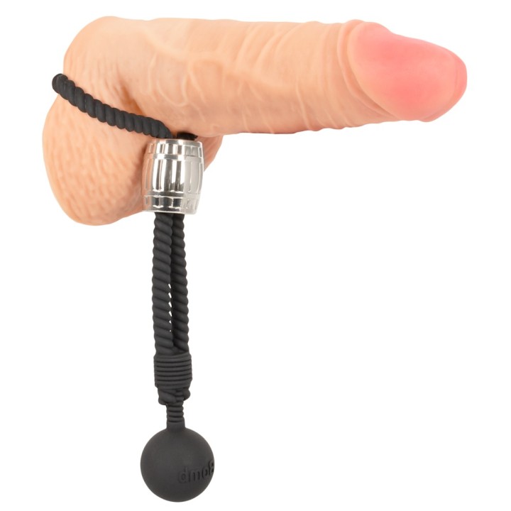 Rebel: Heavy Rope Cock w Ball — czarny, strap na penisa i jądra